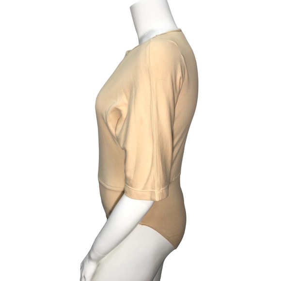 Donna Karan Womens Size M Beige Bodysuit Boxy Vintage Basic - Picture 9 of 12